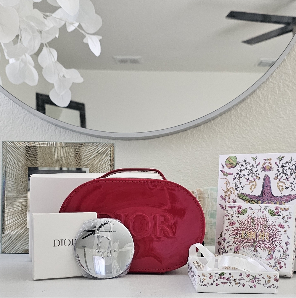 NWOT Christian Dior Red Patent Leather Vanity Bundle